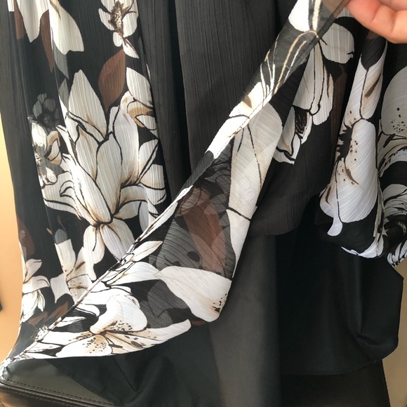 WHBM • Black Floral Sleeveless Ruffle Dress • Sz 6 - Picture 10 of 12